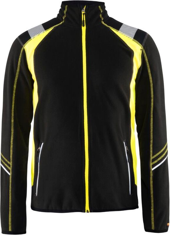 Arbeitsjacke aus Mikropolar mit fluoreszierenden Details 4993 – Schwarz/Neongelb XXL