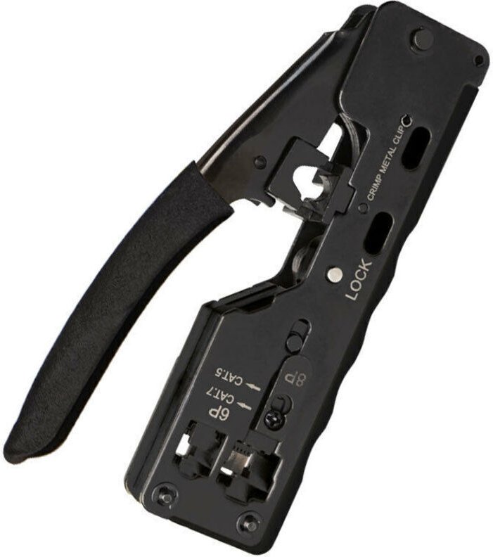 GJ669BK RJ45 Crimpzange, Crimpwerkzeug, Reparaturwerkzeug für CAT7 RJ45 Netzwerkstecker, Schwarz