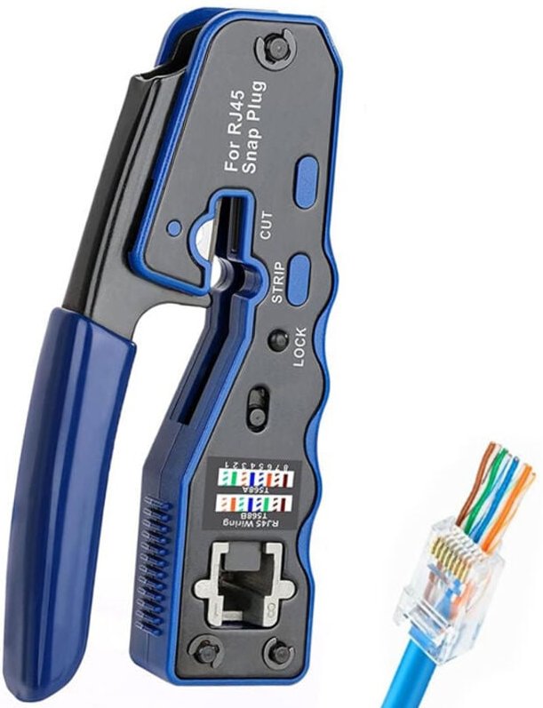 Crimpzange, RJ45 Crimpzange, Netzwerktester, Abisolierzange, Professionelle Netzwerkinstallation, Crimpzange RJ45 Crimpz...