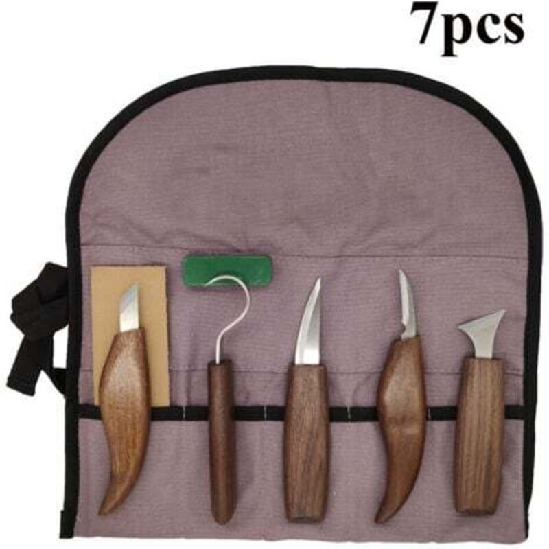 7 in 1 Messerset für die Holzbearbeitung, handgeschnitztes Modell, Werkzeug, DIY, Holzschnitzerei, Löffel, Schnitzmesser