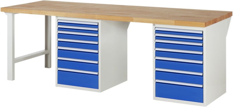 Werkbank 7517A8, B2500xT900xH840mm, 14x Schublade-TA - RAU