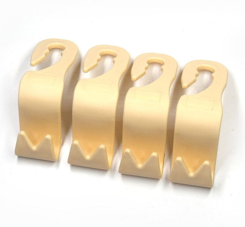 Auto-Aufbewahrungshaken, Handtaschenhalter für die Rückbank (4er-Set) 85x70mm (Beige)