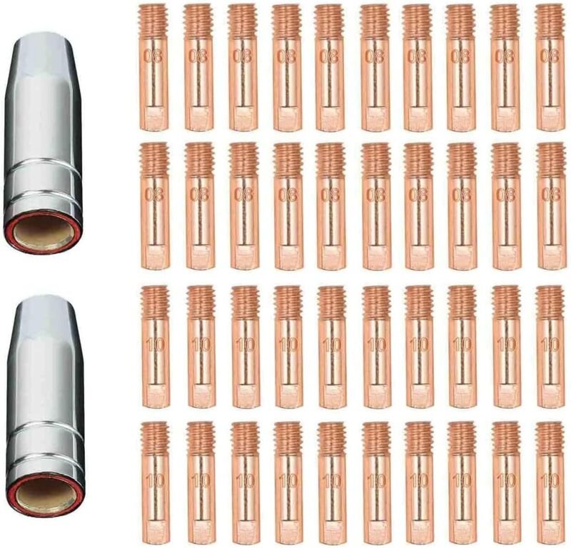 Thumbnail - Reboot 42 Stück MB15 15AK Gasdüsen Kontaktspitzen Düsenhalter 0,8/1,0 mm MIG/MAG-Schweißbrenner Verbrauchsmaterial MIG K...