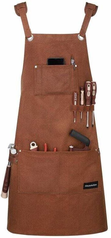 Werkzeugschürze, multifunktionale, wasser- und ölbeständige Arbeitsschürze aus strapazierfähigem, gewachstem Canvas mit ...