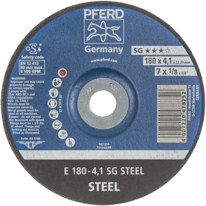 PFERD Schruppschleifscheibe SG-STEEL, Scheiben-ØxScheibenbreite: 178X4 mm