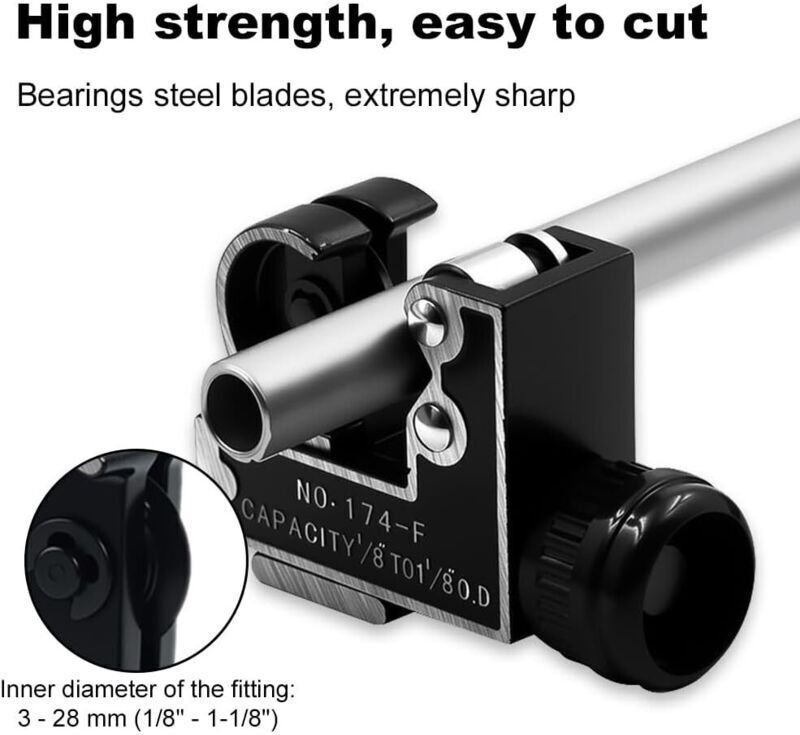 Mini-Rohrschneider, Kupferrohrschneider 3-28 mm, Doppellagerkonstruktion, rutschfester Griff, geeignet zum Schneiden von...