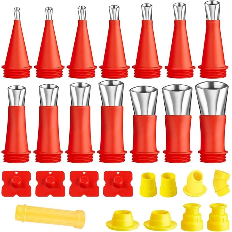 Edelstahl Dichtungsdüse, 27 Stück Edelstahldüsen Dichtmittel Abdichten Silikon mit Integrierter Gummidüse Wiederverwendb...