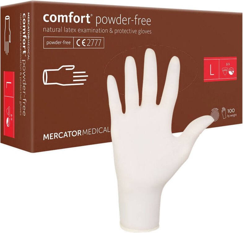 Thumbnail - Latexhandschuhe L Mercator Latex Comfort puderfrei 100 Stück