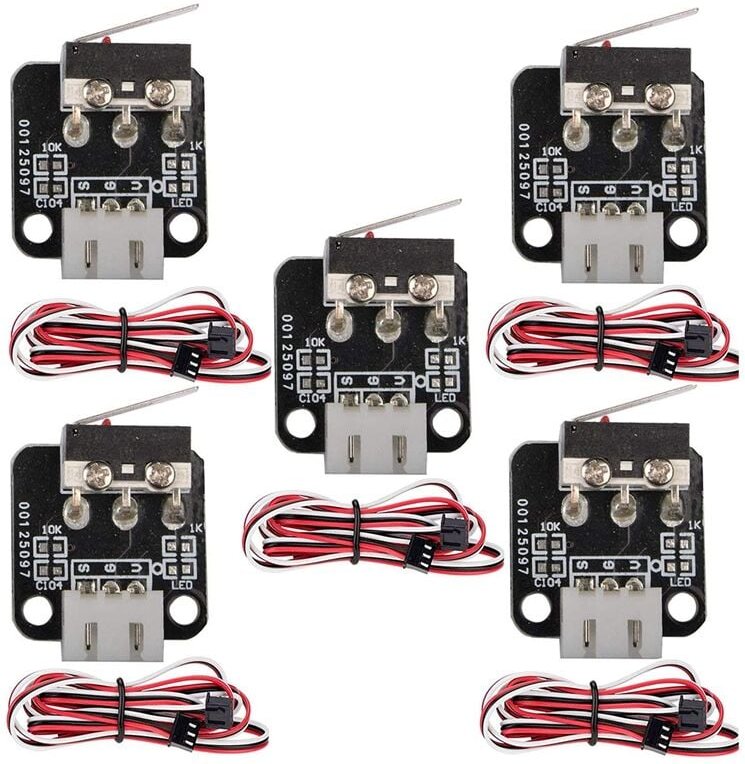 5 Stück 3-polig für Endanschlag-Endschalter mit Kabeln, 3D-Druckerschalter, mechanisches Endanschlagmodul 10