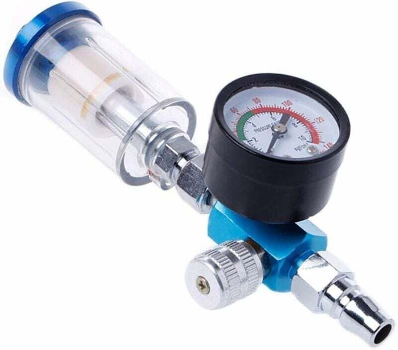 Luftsprühreglerpistole, 1/4-Zoll-Manometer mit Inline-Wasserfalle, Luftfilterabscheider, Farbspritzpistole, Manometer, K...
