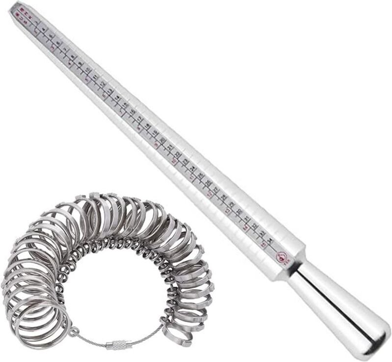 Ringgrößenmesser aus Metall – Schmuckmesswerkzeug-Set mit Ringgrößenlehre, Fingerlehre und Ringmessung