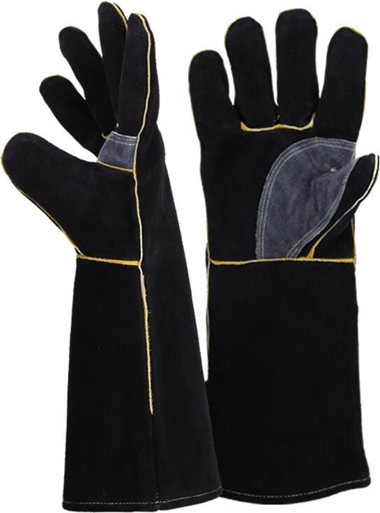 Gants extrêmement résistants au feu et à la chaleur, en cuir avec coutures Kevlar, idéaux pour les cheminées, poêles, fo...