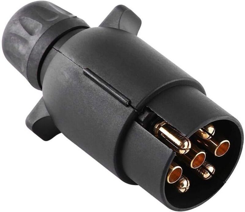 7-poliger Anhängerstecker, 12-V-Elektroanhängerstecker, 7-poliger Kunststoff-N-Steckeradapter (schwarz)