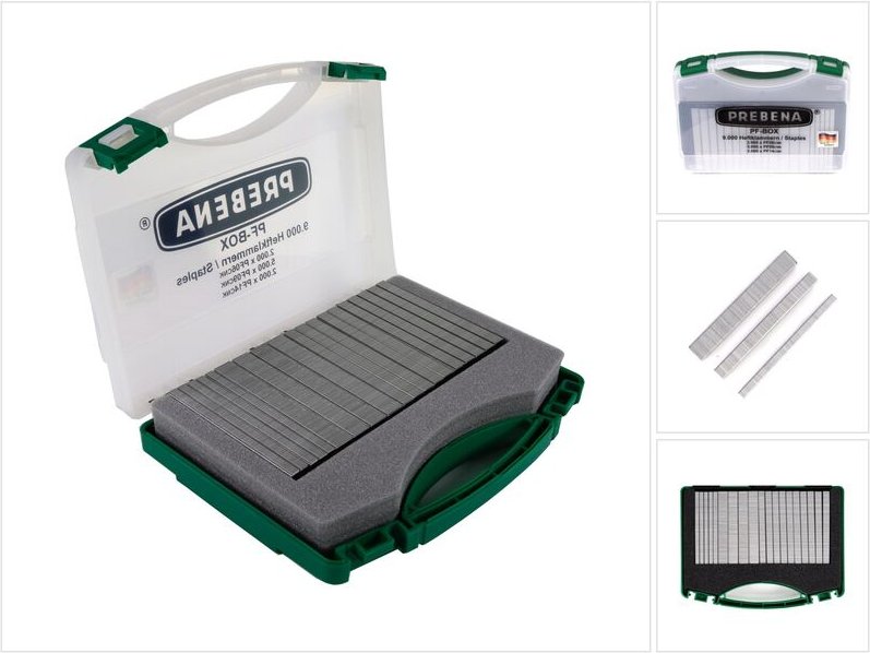 Prebena - pf-box cnk Heftklammern Typ pf 10,55 mm aus Stahl verzinkt galvanisiert - 9.000 Stück, verschiedene Längen