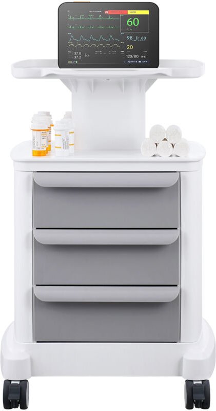 Mophorn - 4-stöckiger Laborwagen, Mehrzweckwagen mit 3 Schubladen und 1 oberem Tablett, mobiler medizinischer Wagen mit ...