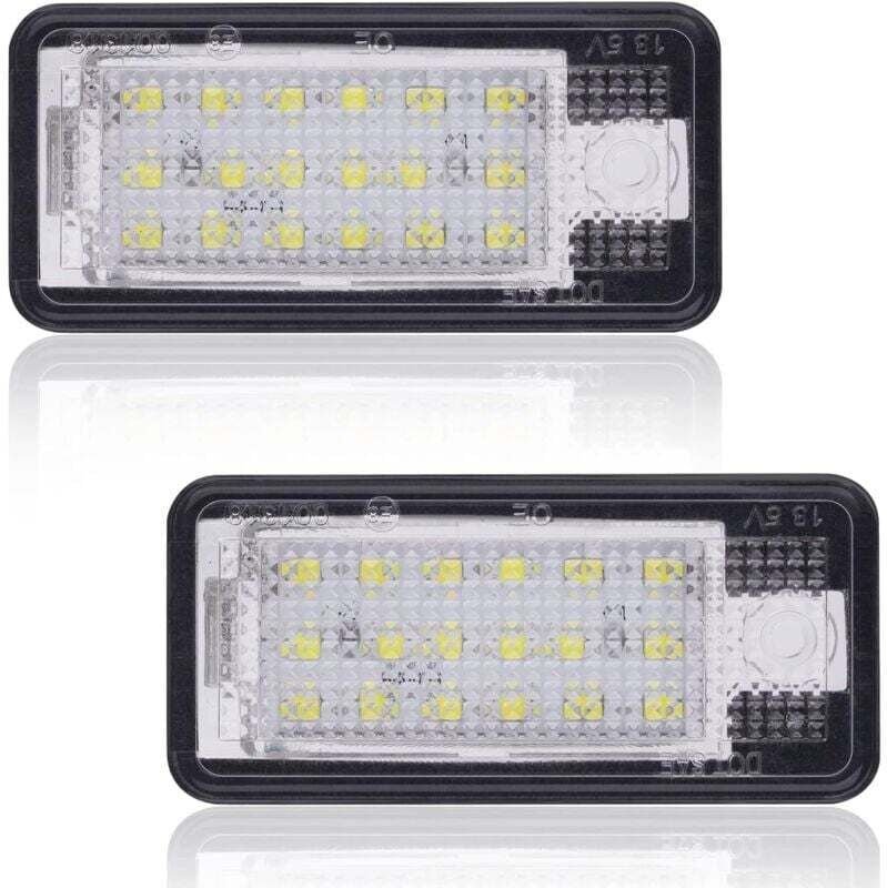 Lampadine per targa a LED per auto, super luminose, senza errori, CanBus, 6000K, bianco xeno 18SMD, 2 pezzi, luci targa ...