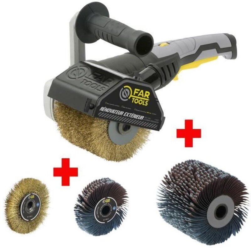 Fartools Pack Rex120c Exterior Restaurer + Präzisionsdrahtbürste + Präzisionsschleifstreifenbürste