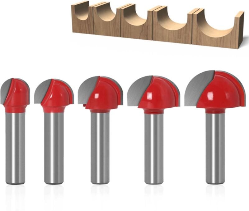 5 Stück Rundboden-Holzfräser, 8-mm-Fräser, Gravur-Schaftfräser, Schneidwerkzeug, Holzfräser, Hobel- und Holzbearbeitungs...