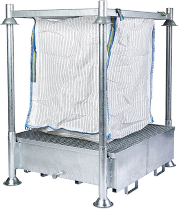 Mini-Big-Bag-Filterhalterung Auffangwanne mit Gitterrost – 1370 x 1005 x 1100 mm - 218047
