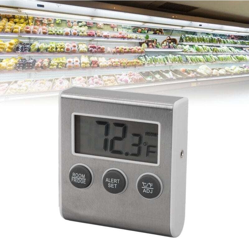 Digitales Kühlschrankthermometer mit Speicherfunktion, Alarm, kleinem Magneten und Laborgefrierschrankthermometer, weiß