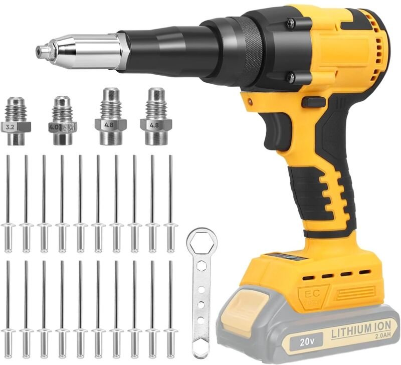 Dewalt 20V Akku-Nietpistole, bürstenlos, für 3/16", 5/32" und 1/8"-Nieten, mit LED-Licht, einstellbarer Geschwindigkeit ...