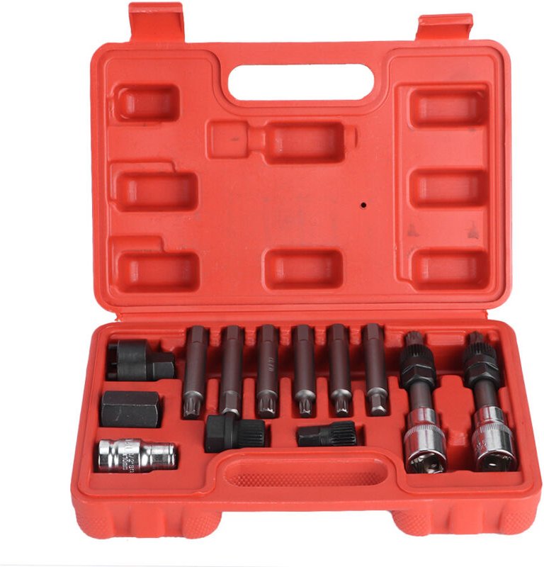 Premium 13-teiliges Poulley-Werkzeugset zur Demontage von Lichtmaschinen-Freilaufnaben, robustes Werkzeug aus Kohlenstof...