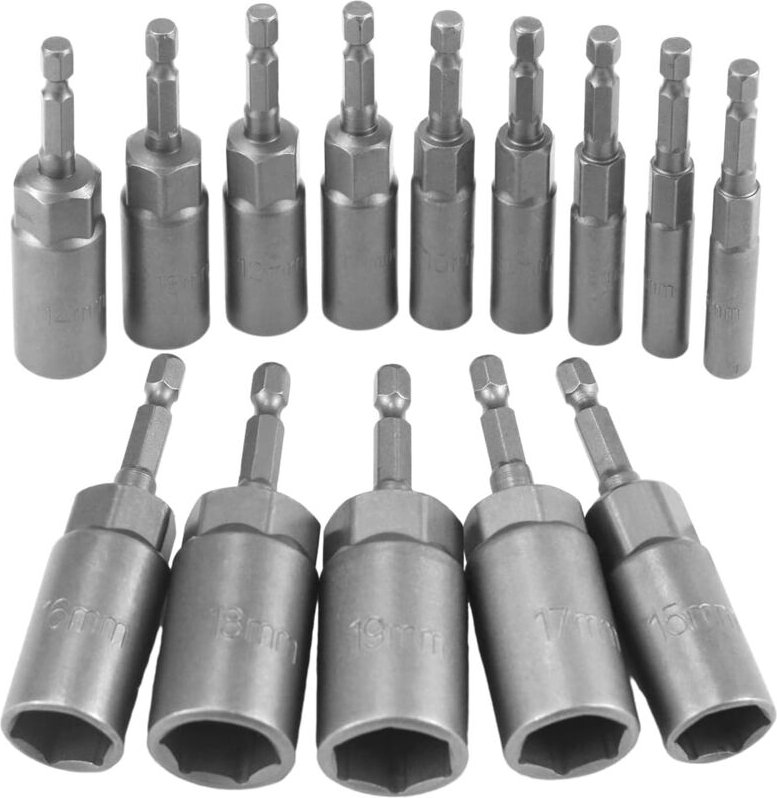 14-teiliger Schlagschrauber-Steckschlüsselsatz, 6–19 mm Schlagschrauber-Bit, Sechskant-Steckschlüssel-Adaptersatz für Sc...