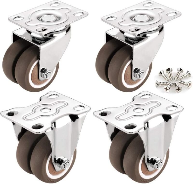 Möbelrollen, Industrielle Transportrollen, Schwerlast-Lenkrollen, Transportrollen, Doppelgummiräder, mit Schrauben, 4 St...