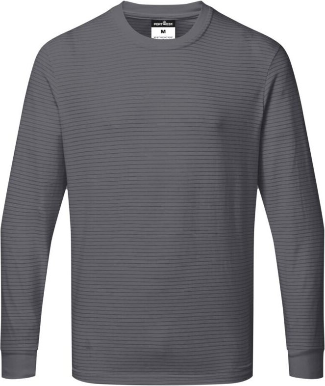 Langarm-Anti-Statik-Esd-T-Shirt - Größe XL - Grau Zoom - Portwest