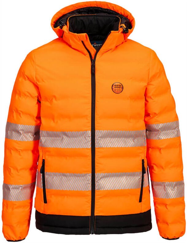 Wärmejacke mit Ultraschall-Hochsichtbarkeit - Größe L - Orange/Schwarz - Portwest