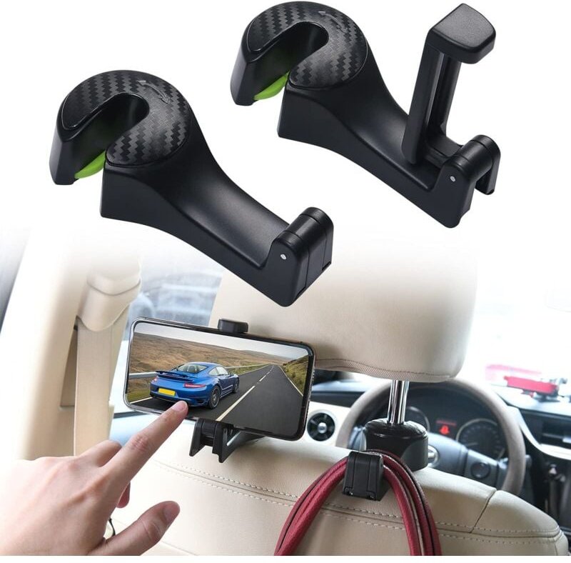 Auto-Aufbewahrungshaken, 2er-Set schwarze multifunktionale Auto-Haken für Taschenhalter, universeller 90°-Drehhaken für ...