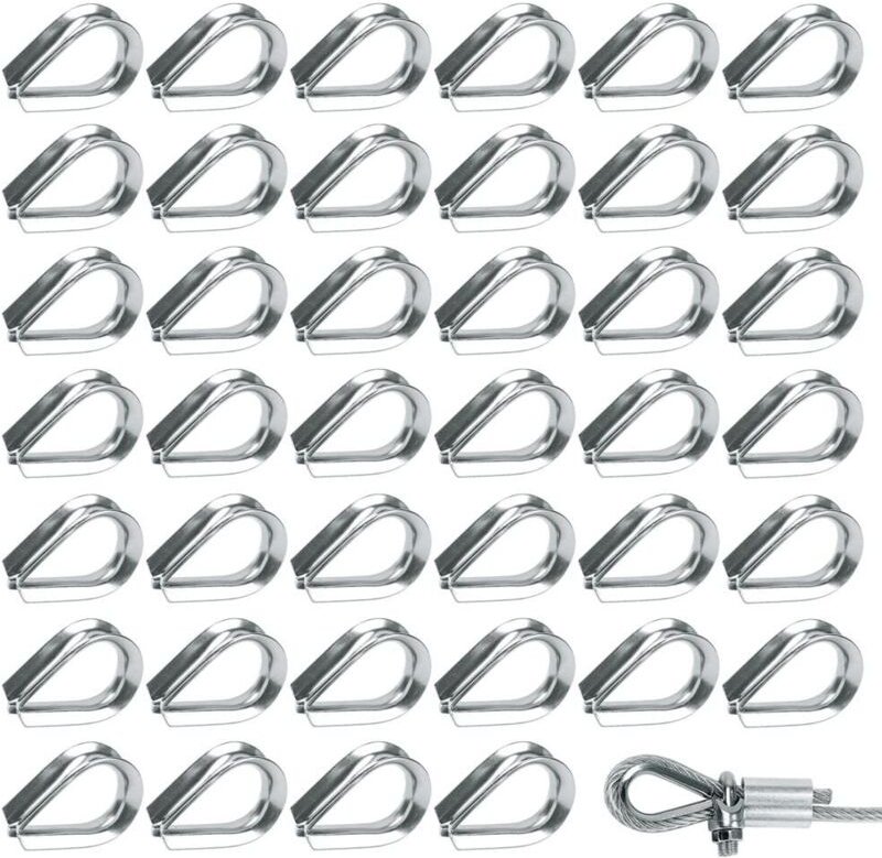 50 Stück M2-Edelstahl-304-Drahtseilösen, herzförmige Ösen für 2-mm-Drahtseil