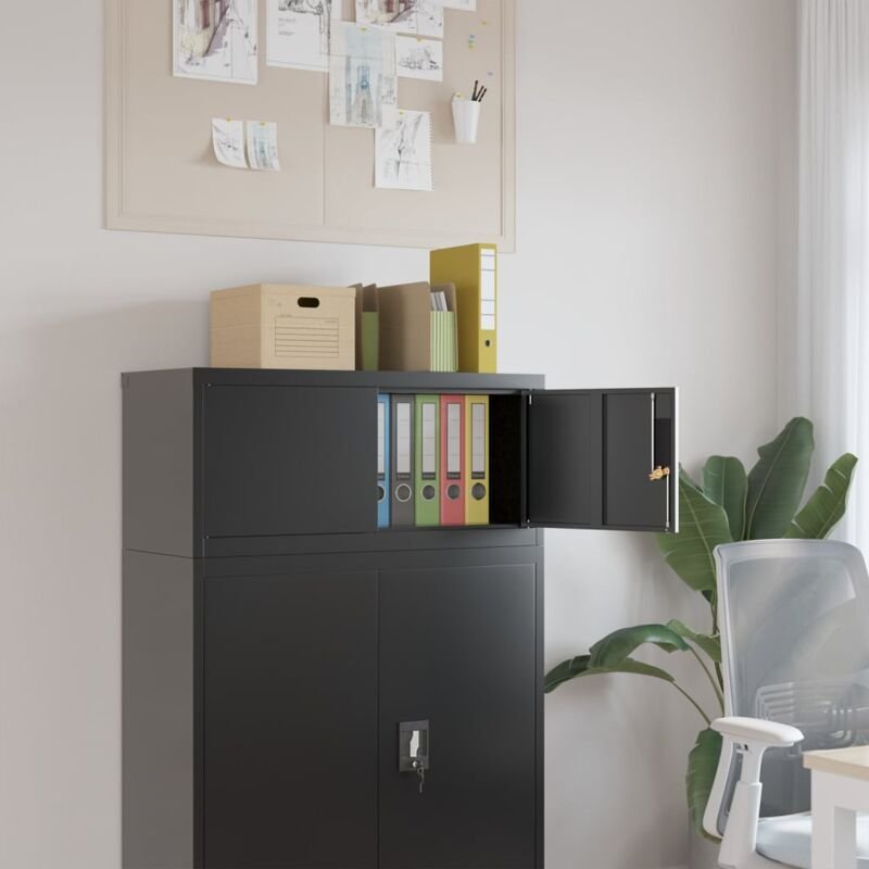 Aktenschrank Schwarz 90x40x40 cm Stahl Vidaxl