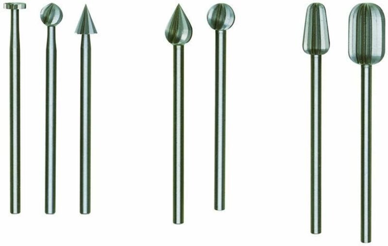 Proxxon - Feinfräsersatz (Wolfram-Vanadiumstahl), 3-tlg. (Rad, Kugel, Kegel) - 28720