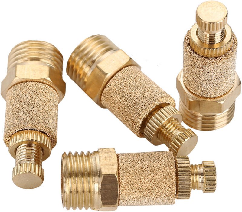 Pneumatischer Geräuschdämpfungsfilter aus Messing mit Außengewinde (G1/4, 4 Stück)