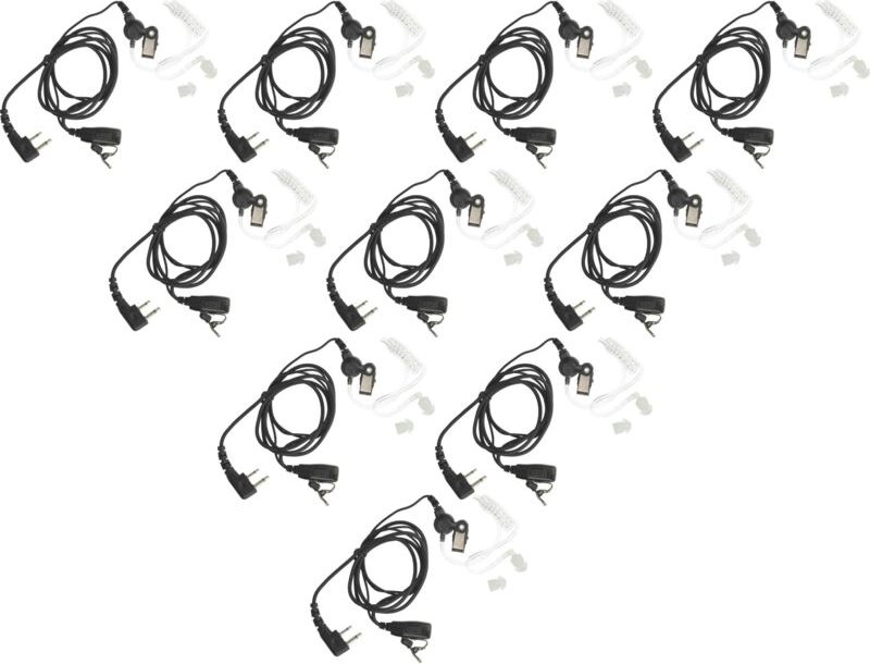 vhbw 10x Headset kompatibel mit KPO 4000, 2020, MT-2000, 4040, PB-1000-R Funkgerät - schwarz, Transparenter Akustikschla...