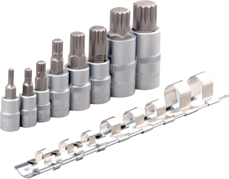 Bit-Steckschlüsselsatz 8-teilig M4 M5 M6 M8 M10 M12 M14 M16 1/2 3/8 1/4 mit Vielzahn Vielzahn-Nüssen, Edelstahl - Lntyq