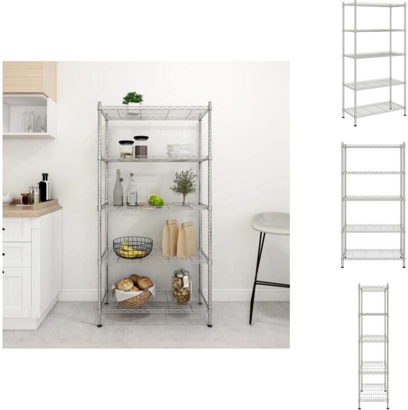 Industrieregale - Living Lagerregal mit 5 Böden 90x35x180 cm Chrom 250 kg