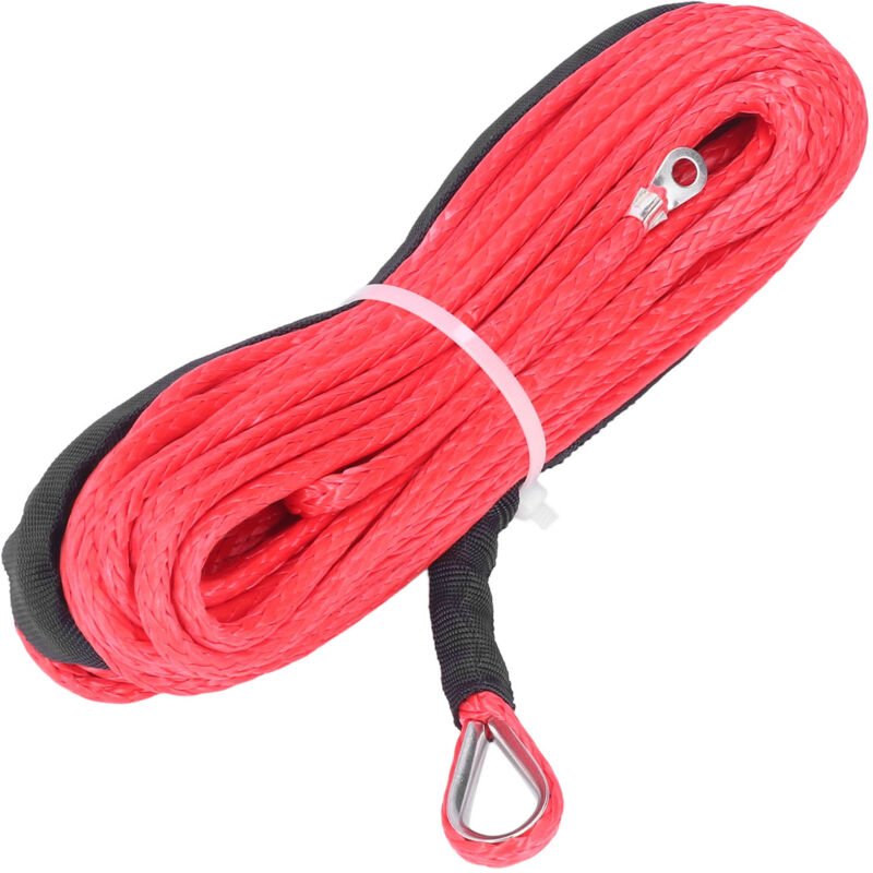 4,8 mm x 15 m Seilwinde aus synthetischen Fasern, Bruchfestigkeit 5500 lb, wasserdicht für ATV/UTV-Anhänger, rot.