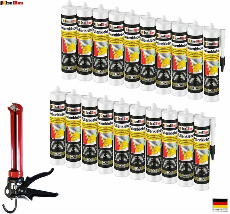 Isolbau - Folienkleber 20 x Dichtkleber + Premium Auspresspistole Dampfbremse Dampfsperre