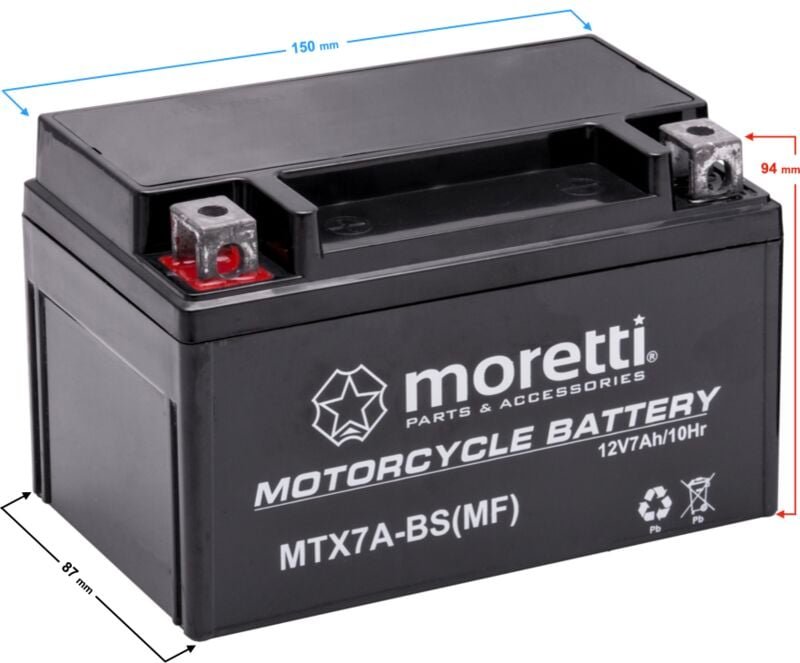 Moretti AGM (Gel) MTX7A-BS Batterie
