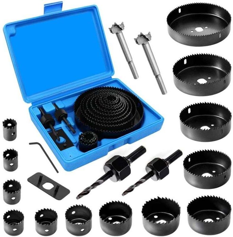 Lochsäge Set, Ultrixe 22-tlg. Bi-Metall Lochsägensatz, 19-teilige Kreissägen mit 13 Sägen Ø 19-127 mm, Adapter, Inbussch...