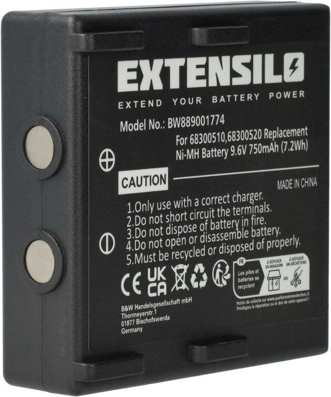 Akku Ersatz für Abitron 68300530, KH68300520.A, HE520, HT-02 für Industrie-Funkfernsteuerung Fernbedienung (750 mAh, 9,6...