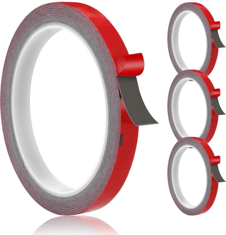 Thumbnail - Extra starkes, 3 m langes, doppelseitiges Klebeband – 12 m x 10 mm (4 x 3 m) – wasserfest, extrem widerstandsfähig für d...