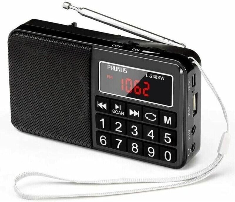 Tragbares FM/AM (MW)/SW/USB/Micro-SD/MP3-Radio, Senderempfang mit großen Tasten und Display, 800 mAh wiederaufladbarer A...