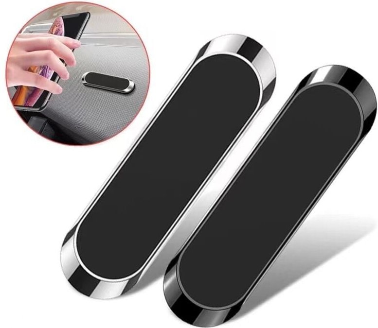 Set mit 2 magnetischen Autotelefonhaltern, flache Wandhalterungen, schwarz und silber, für Armaturenbretter von Pkw und ...