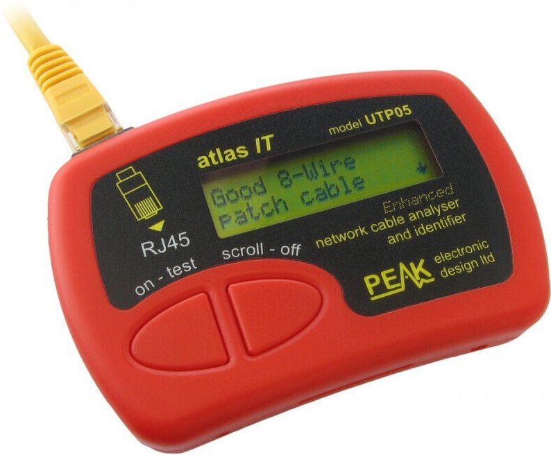 Netzwerk Kabeltester utp für RJ45 Stecker geeignet für Cat5 Cat6 Kabel mit Minianschlüssen für enge Stellen Ersatzbatter...