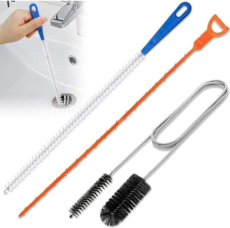 Lot de 3 déboucheurs, déboucheur de toilettes professionnel, brosse de débouchage réutilisable