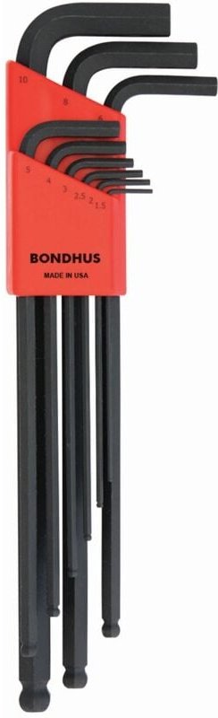 Set mit 9 extra langen Winkelschraubenschlüsseln mit Kugelspitze in metrisch 1,5-10 mm Bondhus 16099