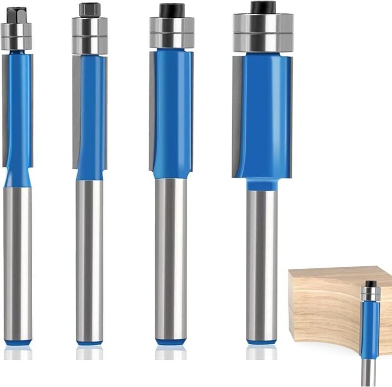 Set mit 4 1/4"-Schaftfräsern - Schnittdurchmesser: 6,35 mm, 0,9 cm, 1,27 cm, 1,27 cm, professionelle Holzbearbeitungswer...